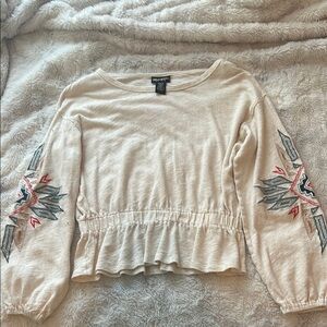 Mystree Cream Embroidered Women's Top